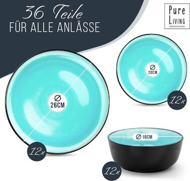 Набор кофейных чашек из 6 шт. Ibiza - Чашки из керамогранита премиум-класса, можно мыть в посудомоечной машине и микроволновой печи, устойчив к царапинам - Стильный набор кружек для чая и кофе - Посуда Pure Living, набор посуды из аквамарина (набор из 36 