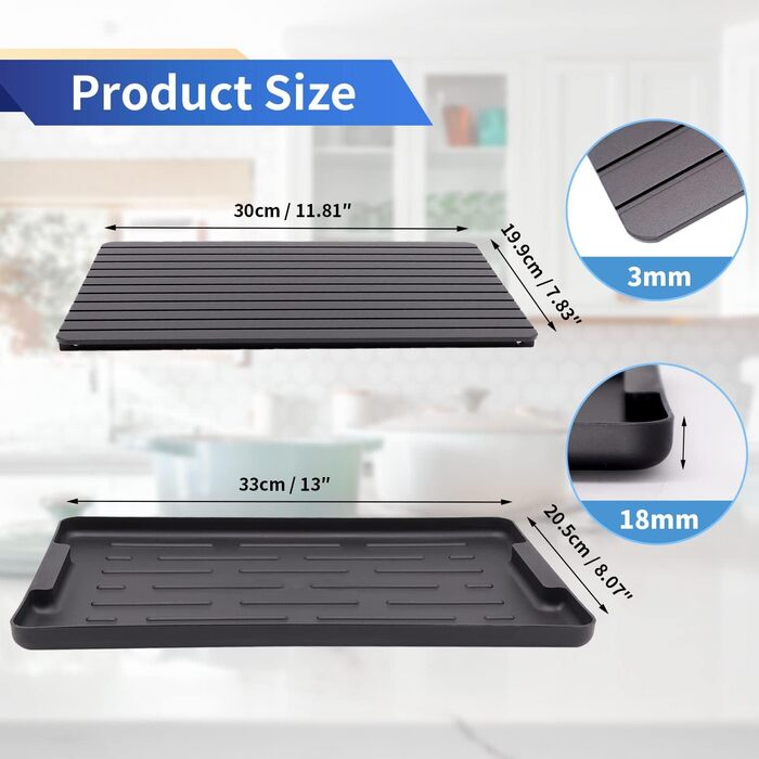 Дошка для розморожування 30 x 20 см з піддоном, чорний SYPEN