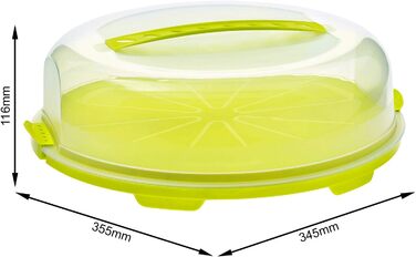Купол для коржів Rotho Fresh, пластик (PP), без BPA, (35,5 x 34,5 x 11,6 см) (зелений/прозорий)