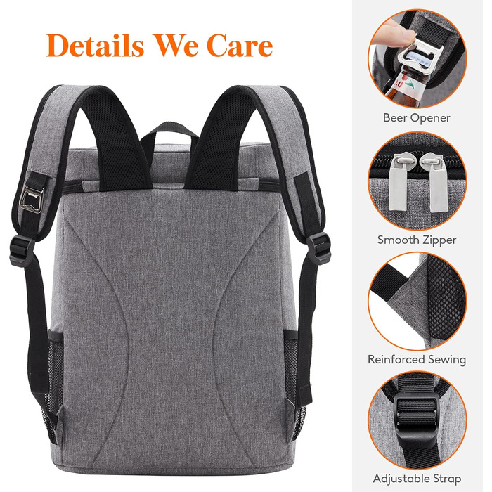 Герметичная сумка-холодильник Рюкзак Водонепроницаемый рюкзак для пикника Изолированная сумка для ланча для мужчин Женщины Работа Пикники Пляж Кемпинг Путешествия Активный отдых, серый серый M, 22L Cool Pack