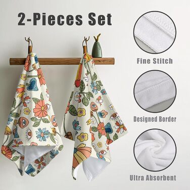 Різдвяні кухонні рушники Kwlegh, рушник для рук, різдвяна ялинка, цукерка-тростина, сніжинка, рушник для пальців, набір з 2 шт. , милий чоловічий банний рушник, високопоглинаючі рушники, 36 x (квіти грибів)