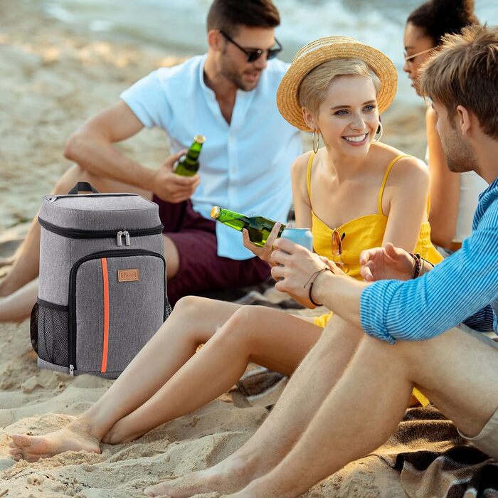 Герметичная сумка-холодильник Рюкзак Водонепроницаемый рюкзак для пикника Изолированная сумка для ланча для мужчин Женщины Работа Пикники Пляж Кемпинг Путешествия Активный отдых, серый серый M, 22L Cool Pack