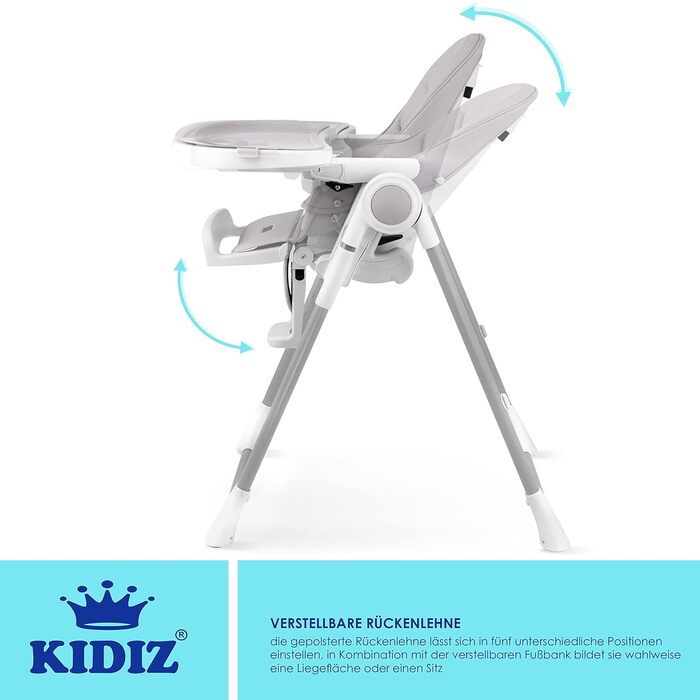 Детский стульчик для кормления от 6 месяцев светло-серыйKidiz