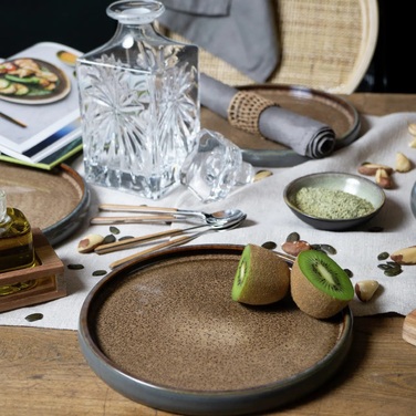 Набір з 4 десертних тарілок 21 см, світло-коричнева реактивна глазур Moritz & Moritz