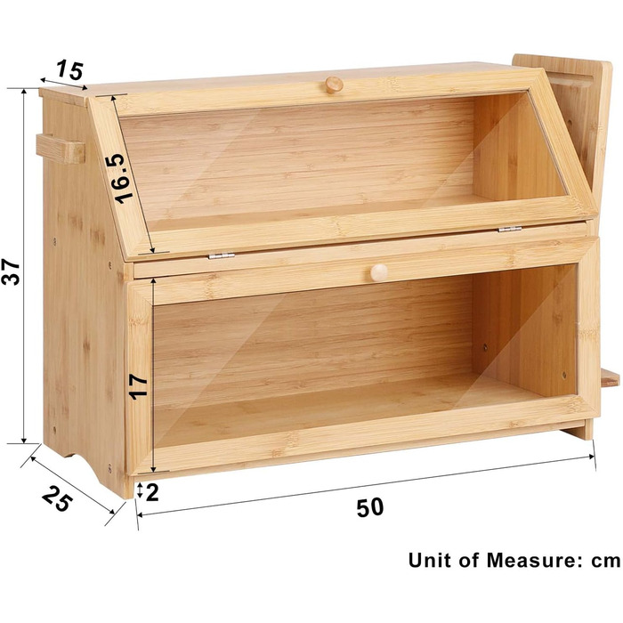 Хлібниця Leader Accessories з бамбука, 2-ярусна, для безпечного зберігання хліба, легкий догляд, 39x25x32 см, чорна (39x25x32 см/15,3&39x9,8&39x12,6&39) (бамбук (50x25x37 см/19,7&39x9,8&39x14,5&39))