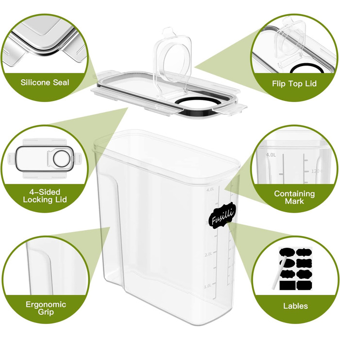 Набір ємностей для зберігання 4 л, 4 предмети Withosent