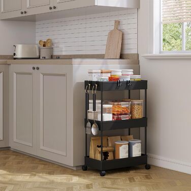 Візок сервірувальний на 3 полиці, 39 x 59 x 22,5 см, чорний Klihome