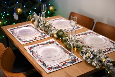 ARDESTO Серветка сервірувальна Happy Holidays 30х45см, 90% поліестер, 10% бавовна, білий віночок