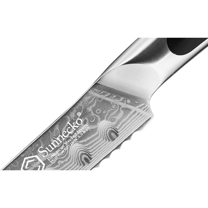 Дамаський ніж Sunnecko 20 см Кухонний ніж шеф-кухаря - гострий ніж з дамаської сталі, кухонний ніж з ергономічною ручкою