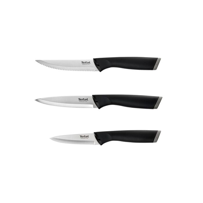 Tefal Набор ножей Essential, 3шт, нержавеющая сталь, пластик, черный, нержавеющая сталь, пластик