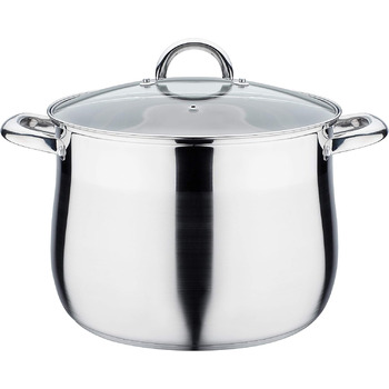 Каструля 13 л з нержавіючої сталі зі скляною кришкою 28 см GSW