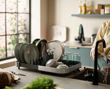 Сушарка для посуду розсувна, сірий/нержавіюча сталь Duo Joseph Joseph