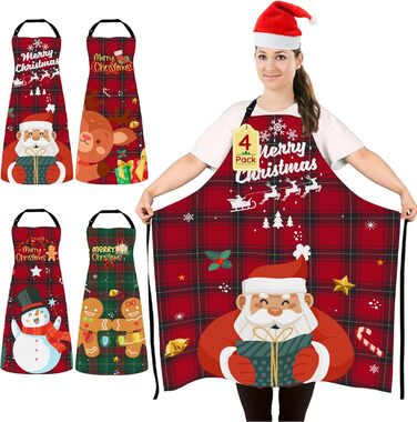Набір з 4 різдвяних кухонних фартухів 90 x 100 см FunChaos