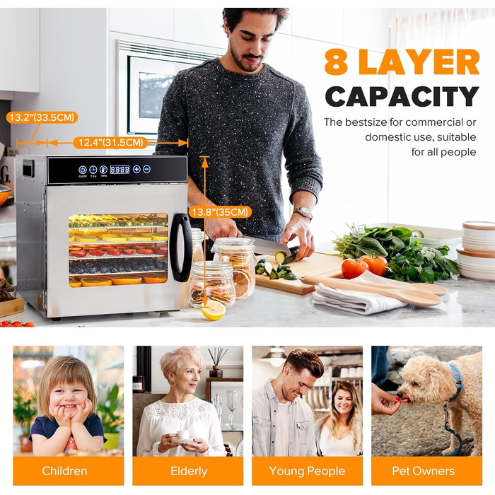 Дегидратор на 8 полок, 500 Вт Kwasyo