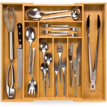Органайзер для столових приборів розсувний 47 см, бамбук budu