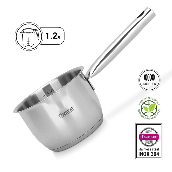 КІвш Fissman LEDA 14x8,5 см / 1,2 л без кришки нержавіюча сталь (5239)