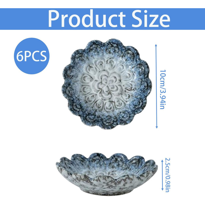 Набор из 6 мисок для соуса бело-голубой Sightday