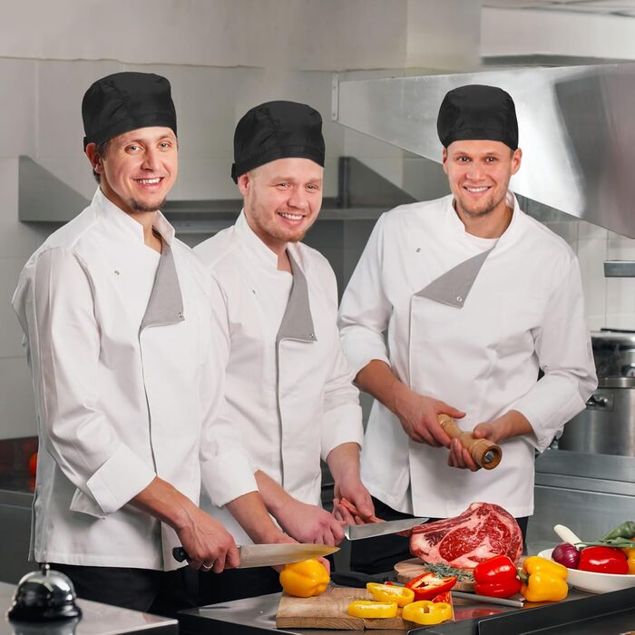 Чорний шеф-кухар капелюх 5 шт YUWJOOWEE