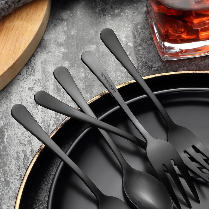 Набір десертних ложок 13,7 см, 16 предметів, чорний BEWOS