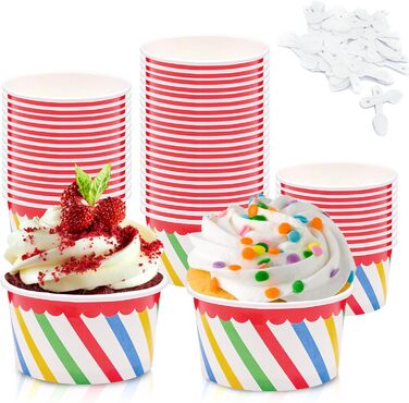 Набір паперові стаканчики для морозива з ложками 50 шт. 125 мл Bakiauli