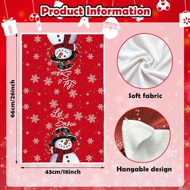 Набір з 2 різдвяних кухонний рушників 43 x 66 см, червоний YUNHENTONG