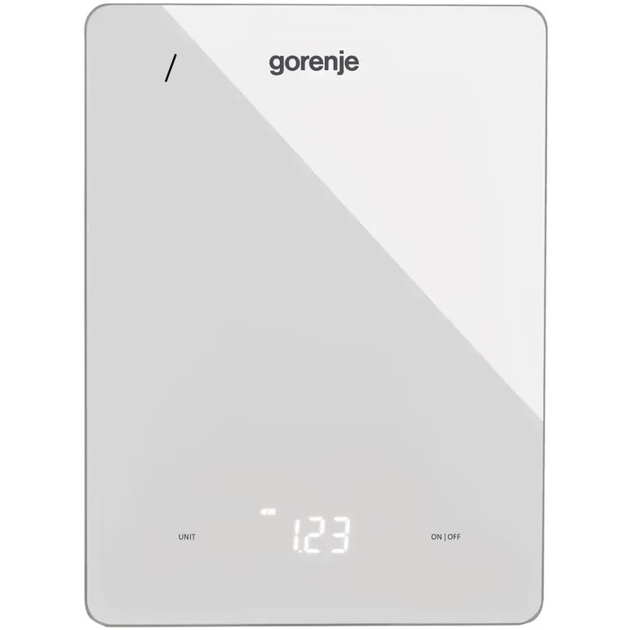 Gorenje Весы кухонные, 10кг, AAAx3 в комплекте, дисплей, стекло, белый