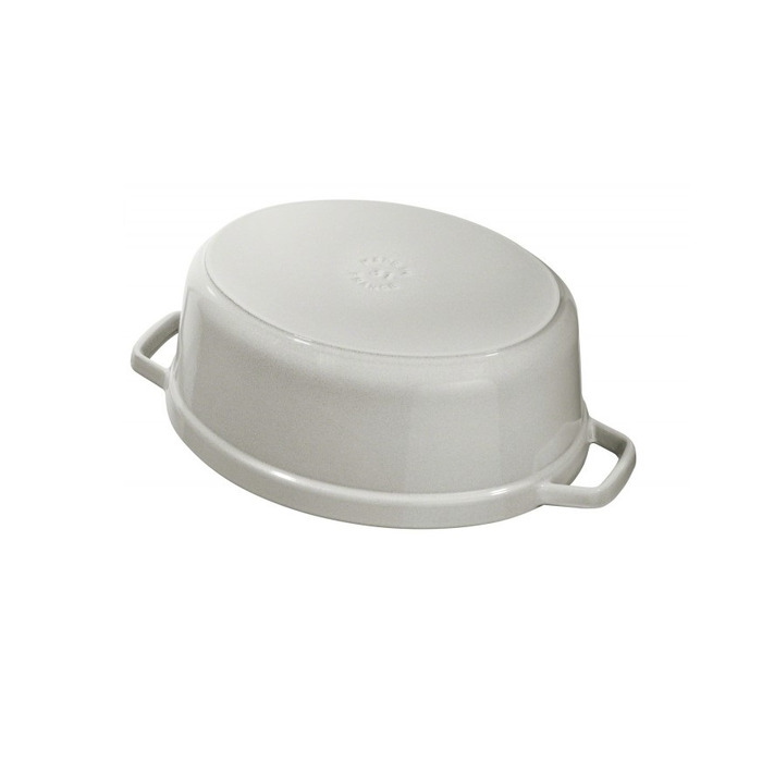 Кастрюля / жаровня овальная 29 см с крышкой белая White Truffle Staub