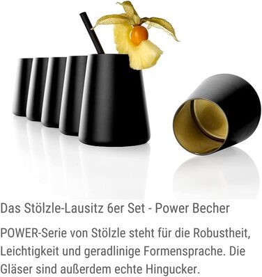 Набір склянок 380 мл, 6 предметів, чорний/золотистий Power Stölzle Lausitz
