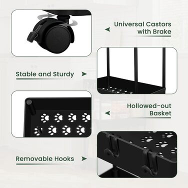 Візок сервірувальний на 3 полиці, 39 x 59 x 22,5 см, чорний Klihome