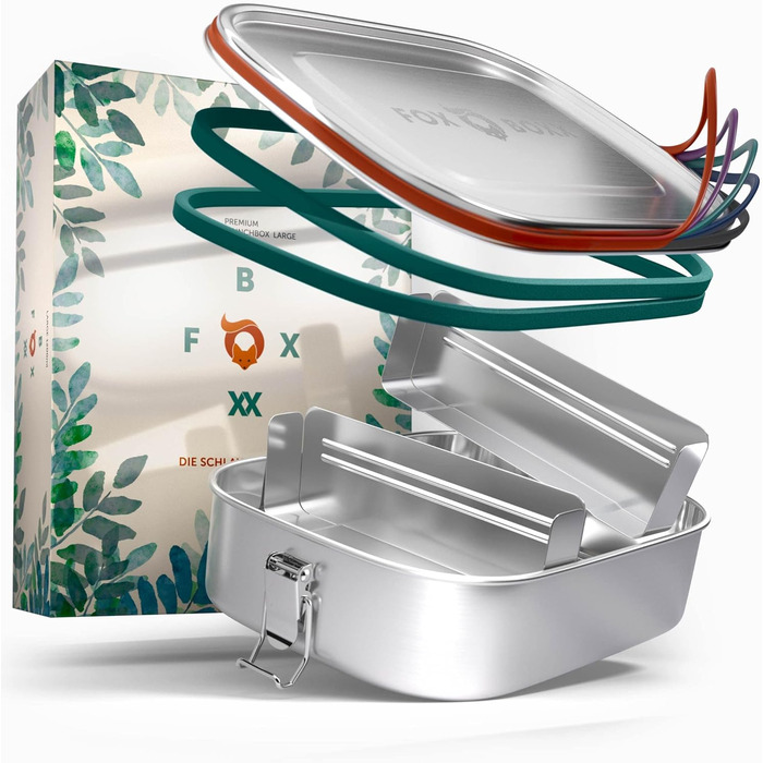 Ланч-бокс для дітей металевий 800 мл, 2 перегородки FOXBOXX