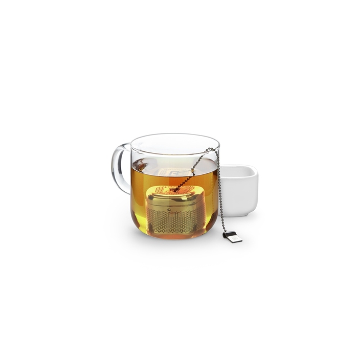 Ємність для заварювання з підставкою 5,5х4,5х5,5 см біла Cutea Umbra