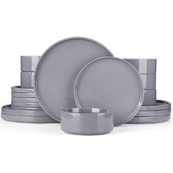 Набір посуду Richmount Nebula для 6 осіб, набір тарілок та мисок із 18 предметів, набір посуду з крапчастої кераміки, можна мити в мікрохвильовій печі та посудомийній машині, сервіз Nebula для 6 осіб (темно-сірий, сервіз Nebula для 6 осіб)