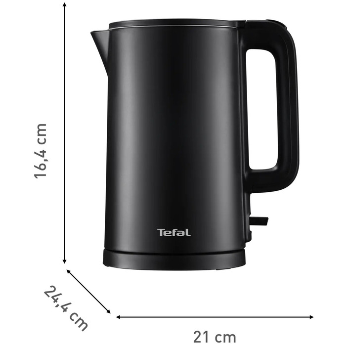 Tefal Електрочайник Thermo Protect, 1.5л, пластик, нержавіюча сталь, чорний