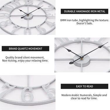 Большие круглые металлические бесшумные настенные часы в винтажном стиле 80 см HAITANG