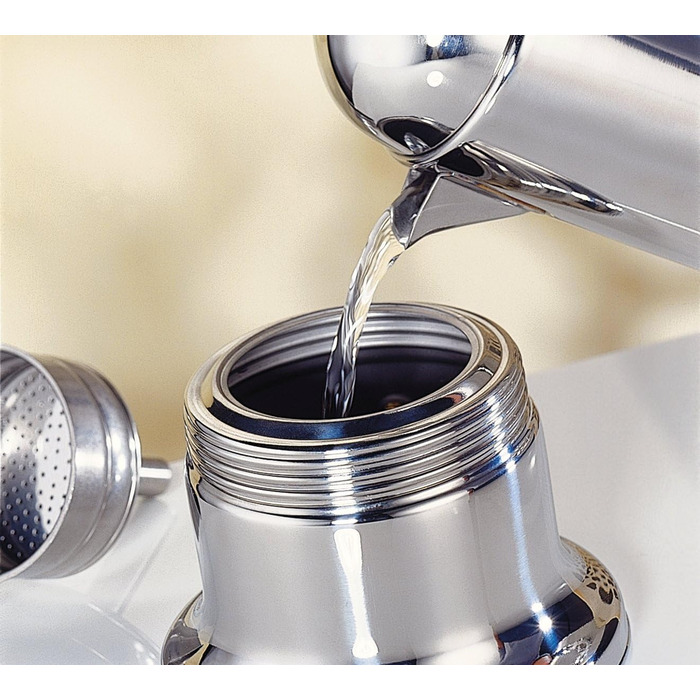 Эспрессо-кофеварка Cilio AIDA подходит для всех типов плит, включая индукционные Ø 9 см, В17,5 см Итальянская кофеварка Кафетерия Машина для кофе мокко (полированная нержавеющая сталь, 4 чашки)