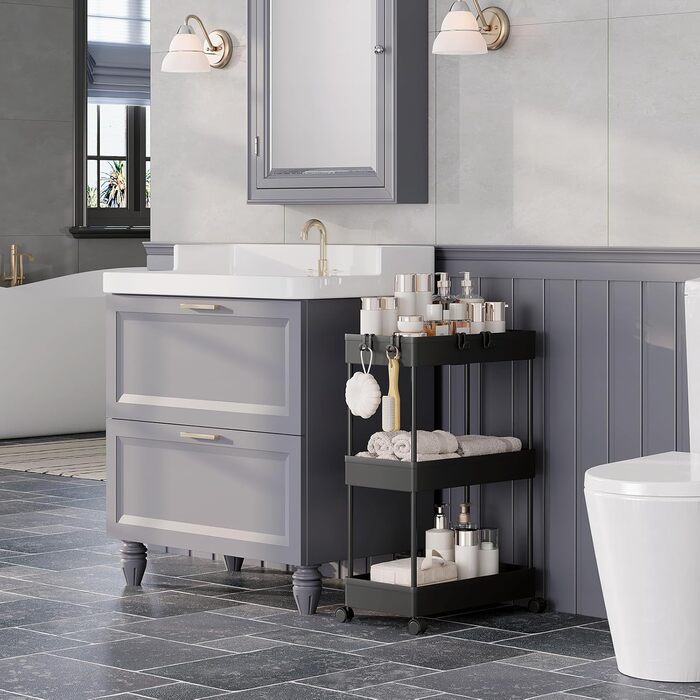 Візок сервірувальний на 3 полиці, 39 x 59 x 22,5 см, чорний Klihome