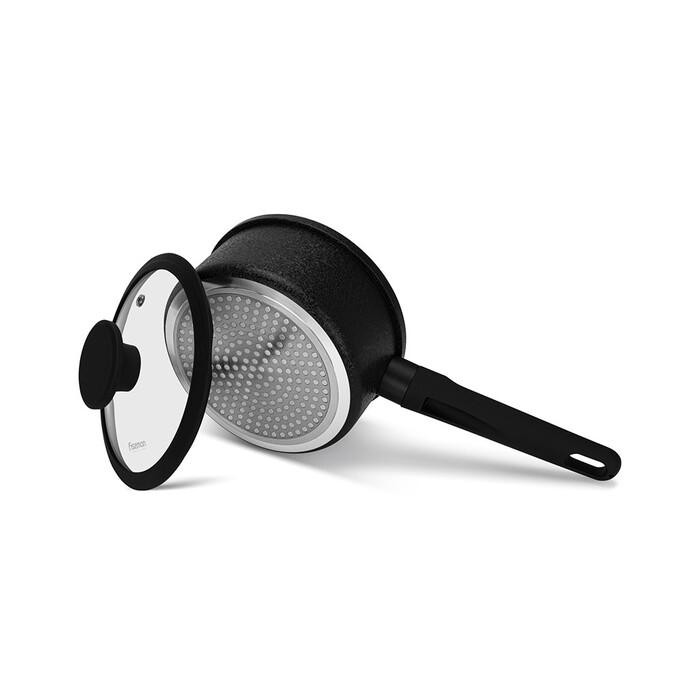 Ківш Fissman 16x8 см / 1,45 л ADELINA зі скляною кришкою алюміній з антипригарним покриттям (14626)