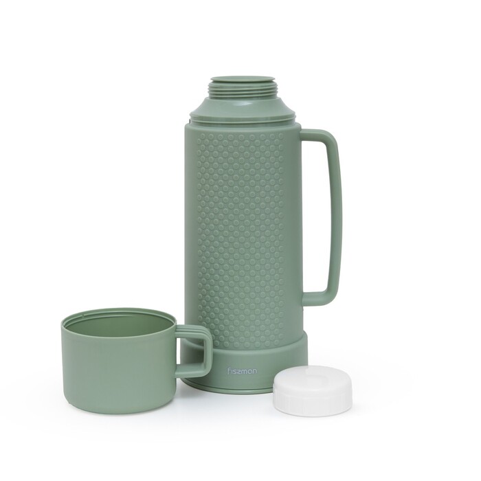 Термос Fissman 1000 мл, колір синій пластиковий корпус зі скляною колбою (19854)