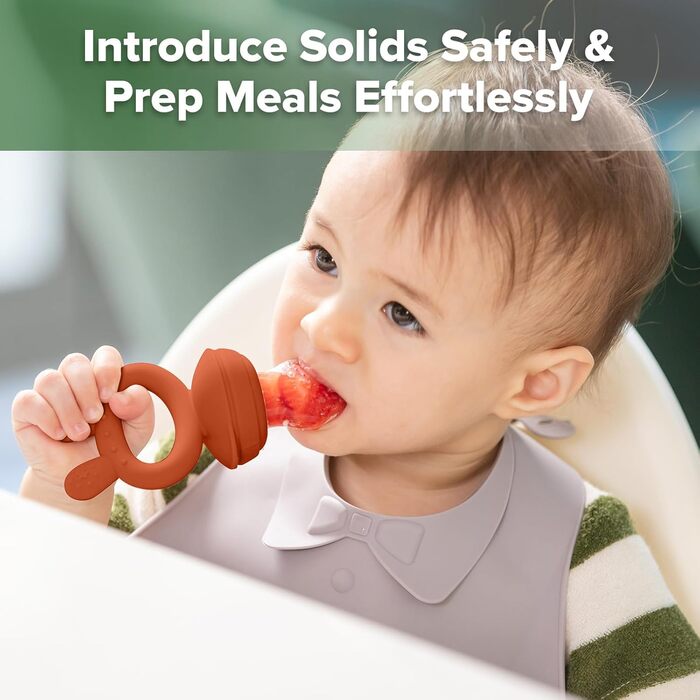 Годівниця для дитячого фруктового харчування Haakaa та міні-лоток для перекусів у морозильній камері, форми для морозива без бісфенолу А для безпечного самостійного годування немовлят, від 4 місяців (горохово-зелений) (червоний)