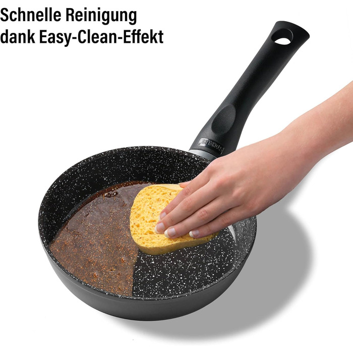 Керамічна сковорода STONELINE з кришкою. Керамічна сковорода. Індукційна антипригарна сковорода. Керамічне покриття з частинками справжнього каменю, сковорода без PFAS, для всіх типів плит, підходить для духовки (16 см)