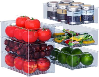 Набір холодильників-органайзерів 9 упаковок (3 розміри) Холодильник-органайзер, кухонний органайзер для комори, морозильної камери, шафи, ящика, офісу (3 розміри-6 упаковок синьо-сірий)