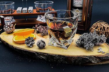 Набор стаканов для виски и 8 камней для виски в деревянной раме подарочная коробка SEIZER