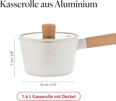 Сотейник 1,6 л зі скляною кришкою 16 см Nube FLORINA