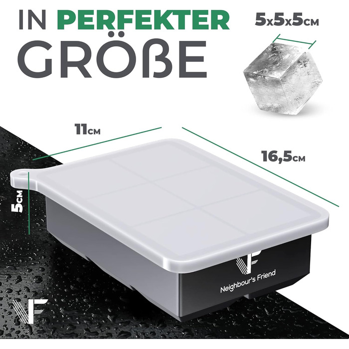 Запатентована кругла форма для льоду Neighbour&39s Friend, 2 шт. - XXL форма для льоду для віскі, рому та коктейлів - 12 кубиків льоду - міцна платиновий силіконова форма для льоду, придатна для миття в посудомийній машині (2 чорні форми для льоду)