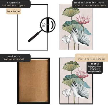 Картина STYLER у рамці Рослини 50 x 70 см I Artbox чорна рамка портретний формат настінна картина рослини квіти малюнок червоний рожевий зелений вітальня спальня офіс настінна прикраса прикраса для дому сучасний елегантний великий