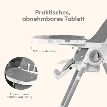 Дитячий стільчик для годування від 6 місяців темно-сірий Sweety Fox