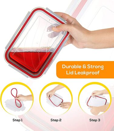 Банки для зберігання з кришками (9 контейнерів, 9 кришок) Контейнери для зберігання продуктів для кухні, кухонний органайзер без бісфенолу А (упаковка з 18 шт. , червоний), 18