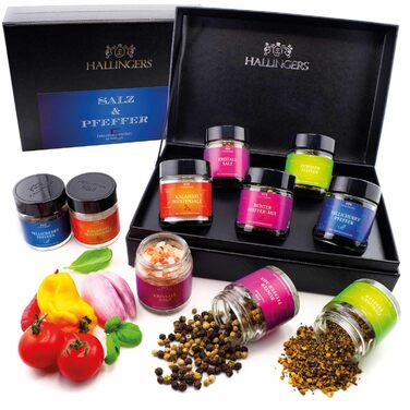 Класичний набір спецій Hallingers - Подарунковий набір спецій ручної роботи, 12 спецій з усього світу (Набір) - Літній подарунок та ідеальний подарунок для барбекю День народження, вітання, новоселення, річниця, безкоштовні класичні спеції., 12 спецій (73