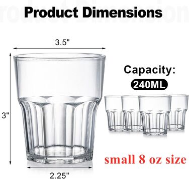 Пластиковые стаканы 250 мл, набор 8 предметов Tebery