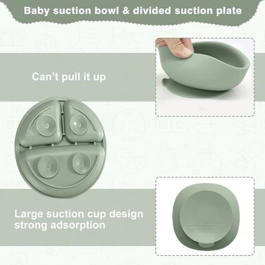 Набір дитячого столового посуду, набір дитячого столового посуду з 12 предметів, дитяча ложка, чашка для пиття, силіконовий нагрудник, дитяча тарілка, дитяча тарілка з присоскою, набір столових приборів для відлучення дитини, без бісфенолу А, можна мити в